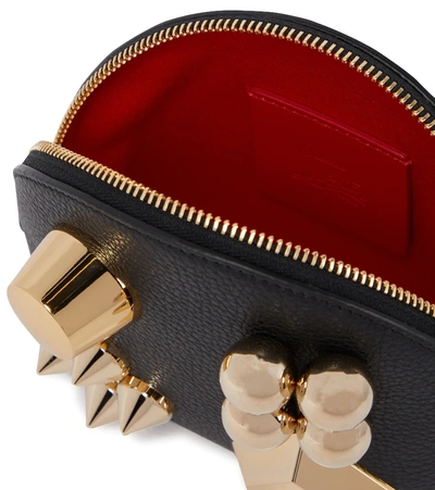 Shop Christian Louboutin Carasky Studded Leather Pouch In Black/gold