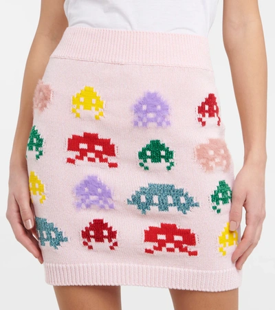 Shop Stella Mccartney Intarsia Knit Wool-blend Miniskirt In Multicolor
