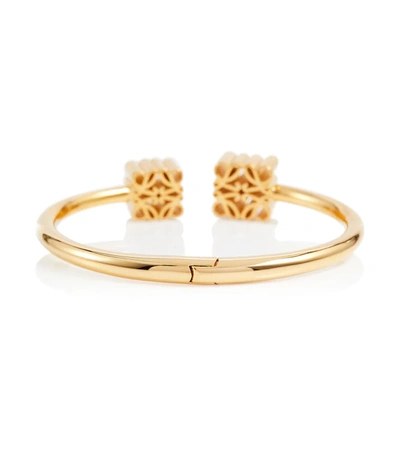 Shop Loewe Anagram Cuff Bracelet In Gold