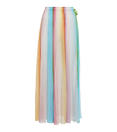 Shop Missoni Striped High-rise Knit Midi Skirt In Multicolor Hue - Light Blue