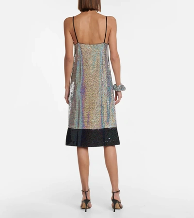 Shop Dodo Bar Or Meril Iridescent Midi Slip Dress In Silver Black