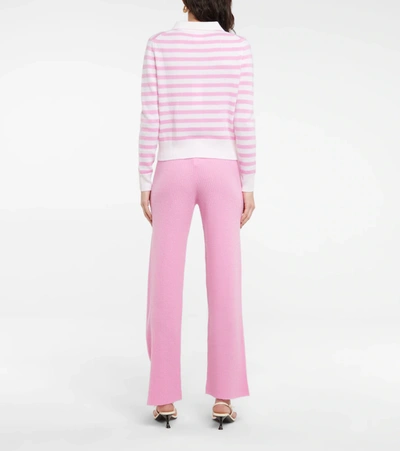 Shop Jardin Des Orangers Striped Wool And Cashmere Cardigan In Pink White