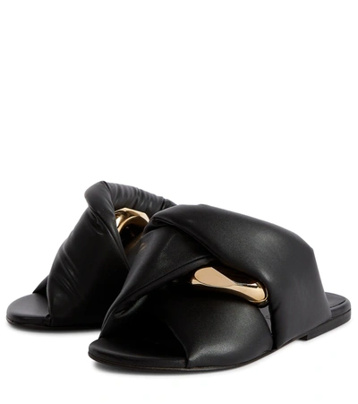 Jw Anderson Twist Chain Flat Slide Sandals In Black