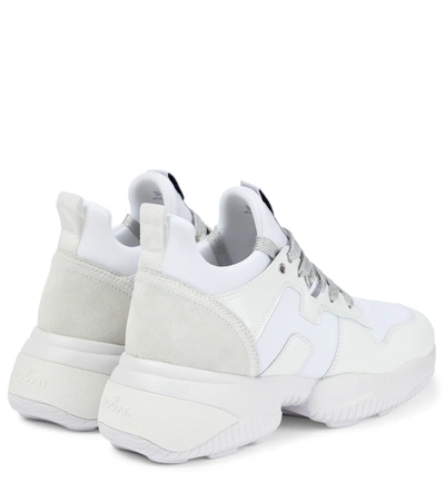 Shop Hogan Interactive Leather-trimmed Sneakers In Bianco