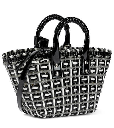 Shop Balenciaga Bistro Basket Xs Faux Leather Tote In Blk Opt Wh & St Gr
