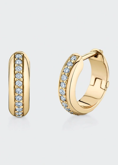 Shop Lizzie Mandler Fine Jewelry Extra-small Single Row Pave Huggie Earrings With Diamonds
