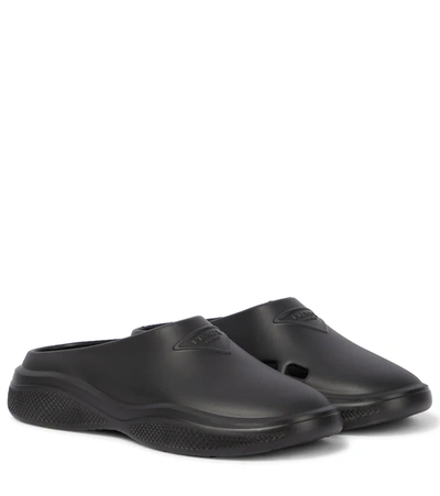 Prada Molded Rubber Comfort Mules In Nero
