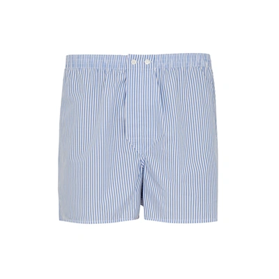 Shop Derek Rose James 1 Striped Cotton Boxer Shorts In Blue