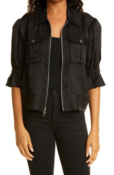 Shop Cinq À Sept Holly Ruffle Sleeve Jacket In Black