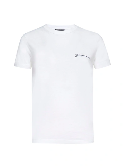 Shop Jacquemus Logo Embroidered Crewneck T In White