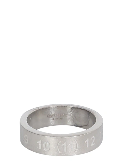 Shop Maison Margiela Numeric Embossed Band Ring In Silver