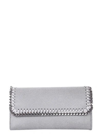 Shop Stella Mccartney Falabella Continental Foldover Wallet In Grey