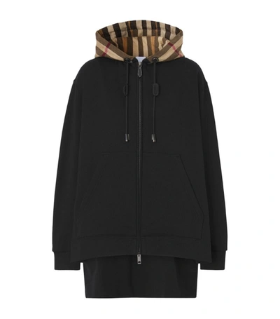 Shop Burberry Oversized Check-detail Hoodie In Black