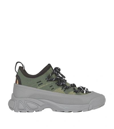 Shop Burberry Kids Knitted Arthur Sneakers In Green