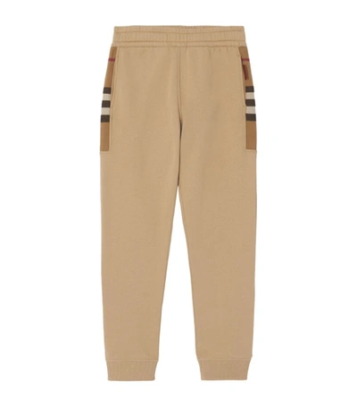 Shop Burberry Check Panel Sweatpants In Neutrals