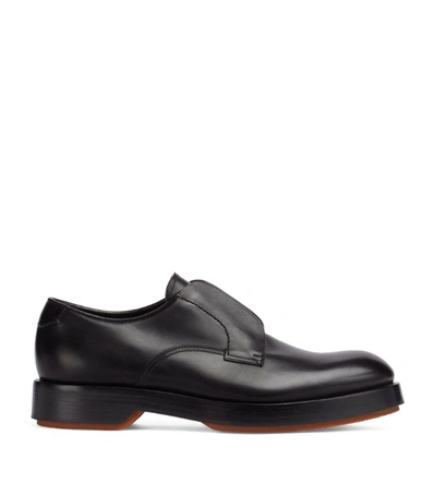 Shop Ermenegildo Zegna Leather Derby Shoes In Ner Black