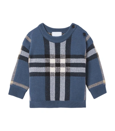 Shop Burberry Kids Wool-cashmere Vintage Check Sweater (12-24 Months) In Blue