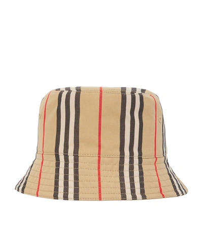 Shop Burberry Reversible Stripe Bucket Hat In Neutrals
