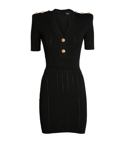 Shop Balmain Button-detail Mini Dress In Black