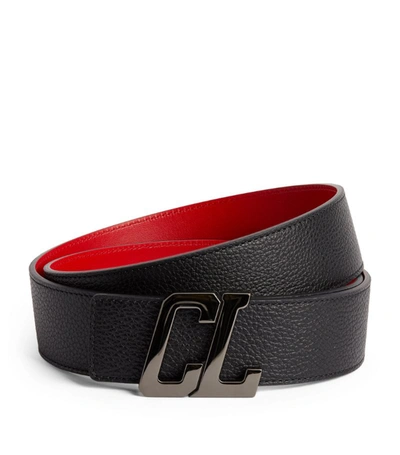 Shop Christian Louboutin Happy Rui Leather Monogram Belt In Red