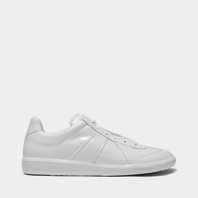 Shop Maison Margiela Sneakers Replica Low Top Aus Weissem Leder In White