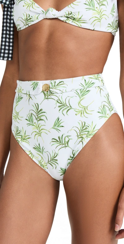 Shop Caroline Constas Patia Bikini Bottoms In White Combo All Over Palm