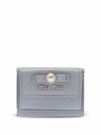Shop Miu Miu Women's Light Blue Leather Wallet