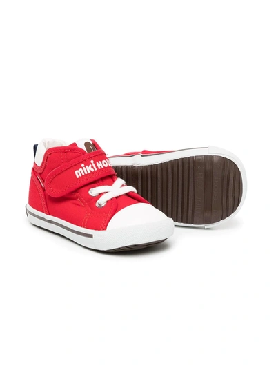 Shop Miki House Embroidered-logo Sneakers In Red