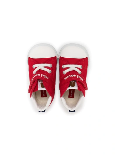 Shop Miki House Embroidered-logo Sneakers In Red