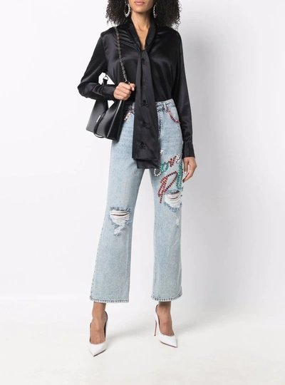 Philipp Plein Stud-embellished Wide-leg Jeans In Blue
