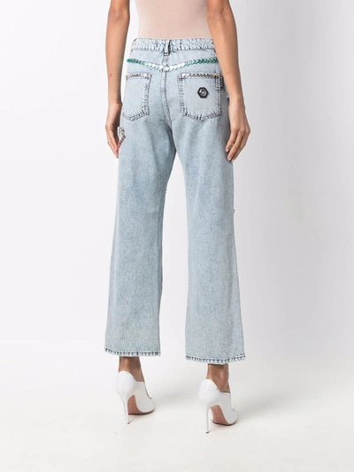 Philipp Plein Stud-embellished Wide-leg Jeans In Blue
