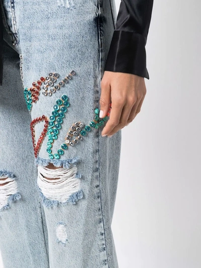 Philipp Plein Stud-embellished Wide-leg Jeans In Blue