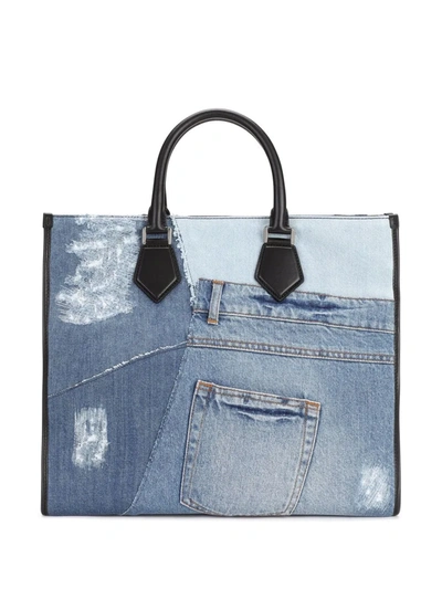 Shop Dolce & Gabbana Denim-patchwork Large Shopper Bag In Blue