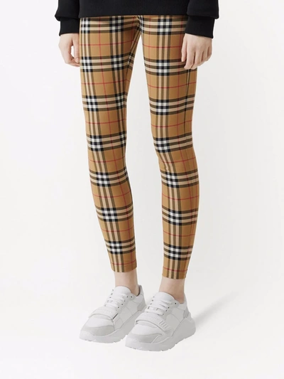 Shop Burberry Vintage Check Leggings In Brown