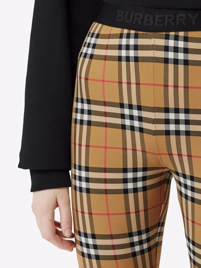 Shop Burberry Vintage Check Leggings In Brown