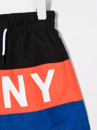 Shop Dkny Logo-print Swim Shorts In Black