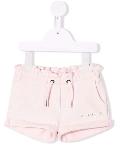 Shop Givenchy Logo-print Drawstring-waist Shorts In Pink