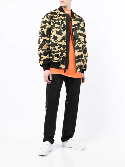 Shop A Bathing Ape Camouflage-print Bomber Jacket In Yellow