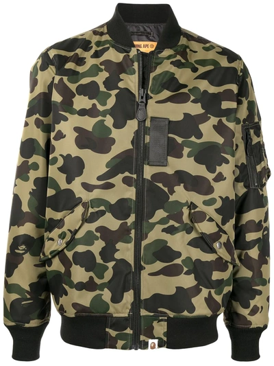 A Bathing Ape Camouflage-print Bomber Jacket In Green | ModeSens