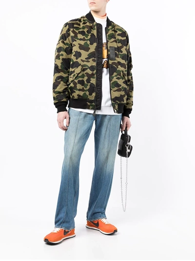 Shop A Bathing Ape Camouflage-print Bomber Jacket In Green