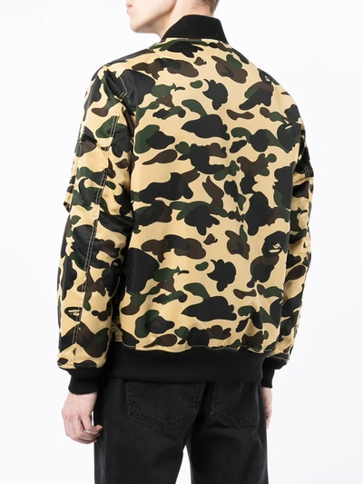 Shop A Bathing Ape Camouflage-print Bomber Jacket In Yellow