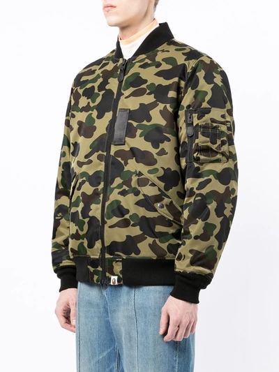 Shop A Bathing Ape Camouflage-print Bomber Jacket In Green