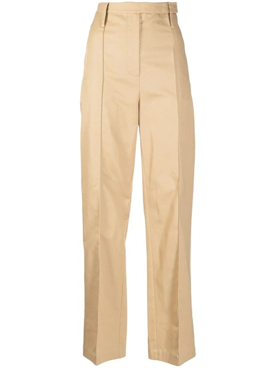 Shop Oroton Straight-leg Tailored Trousers In Brown