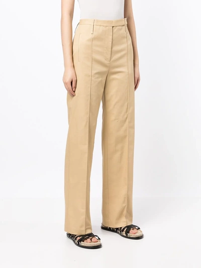 Shop Oroton Straight-leg Tailored Trousers In Brown