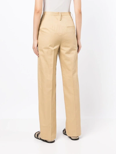 Shop Oroton Straight-leg Tailored Trousers In Brown