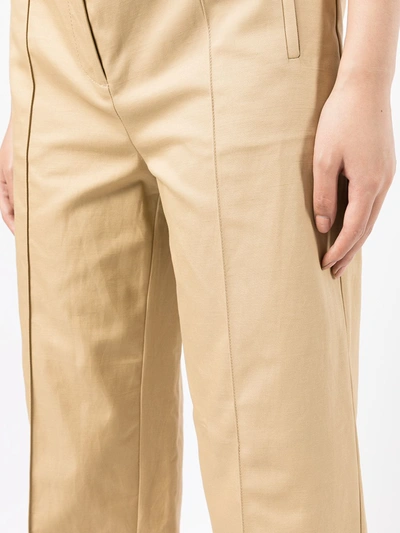 Shop Oroton Straight-leg Tailored Trousers In Brown