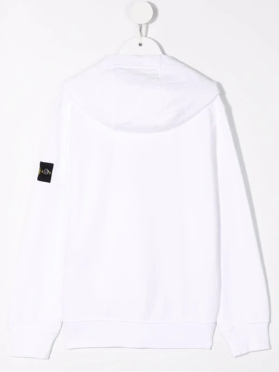 Shop Stone Island Junior Logo-patch Sleeve Hoodie In White