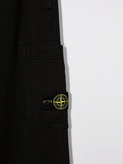 Shop Stone Island Junior Side Logo-patch Trousers In Black