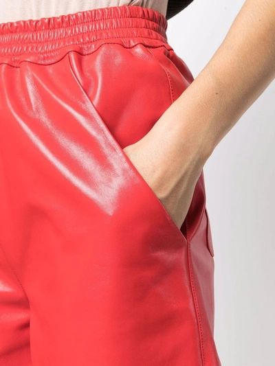 Shop Desa 1972 Elasticated Leather Shorts In Red