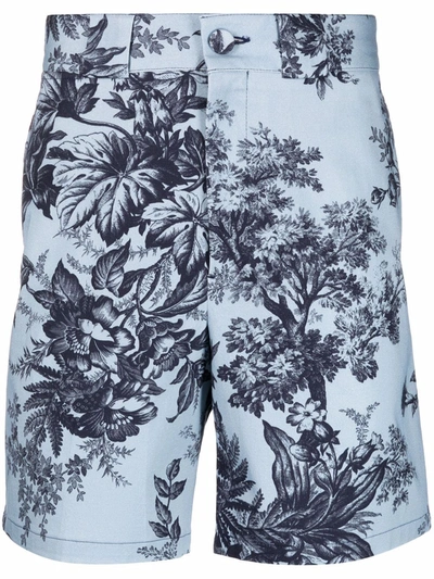 Shop Erdem Floral-print Bermuda Shorts In Blue